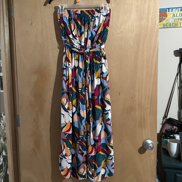 ANDREE BY UNIT Pants - ANDREE BY UNIT Multicolor Abstract Strapless Romper